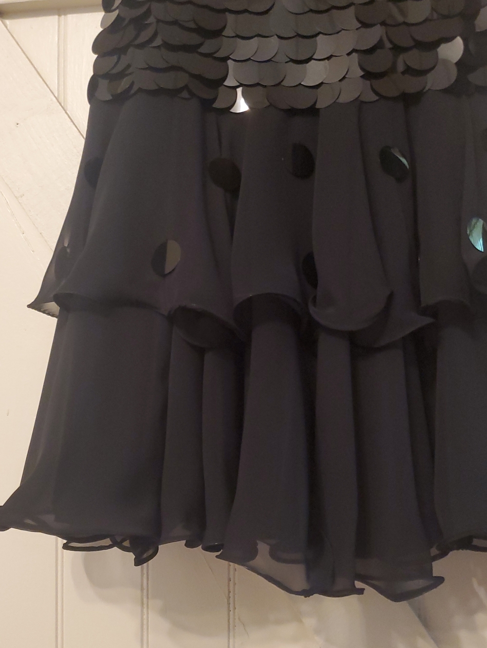Black Sequin Tiered Evening Dress - Picture 5 of 10